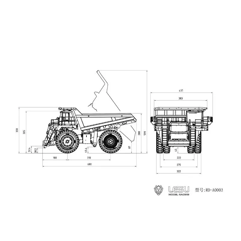 Lesu R100E rigid frame dump truck 1/16
