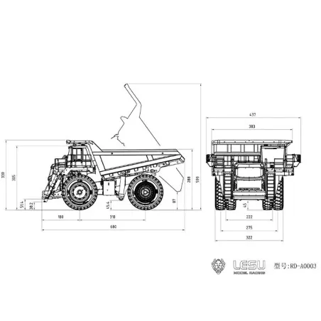 Lesu R100E rigid frame dump truck 1/16