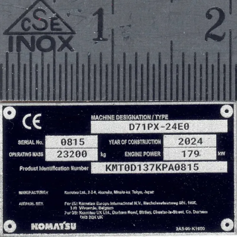 RC Bagger Typenschild aus Aluminium Scale