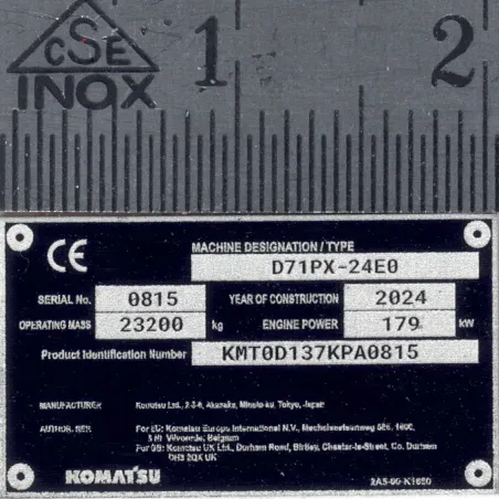 RC Bagger Typenschild aus Aluminium Scale