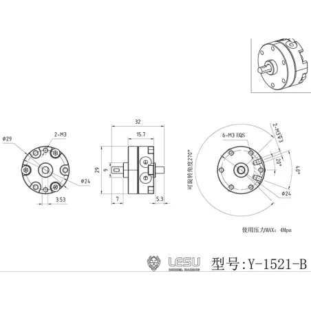 Lesu Drehantrieb 270°