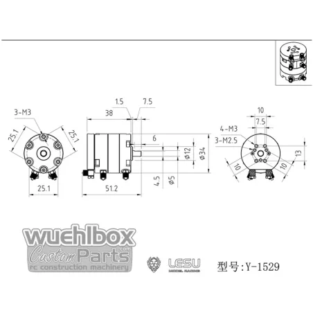 Lesu 270° Hydraulik-Drehmotor mit Öl-Drehdurchführung
