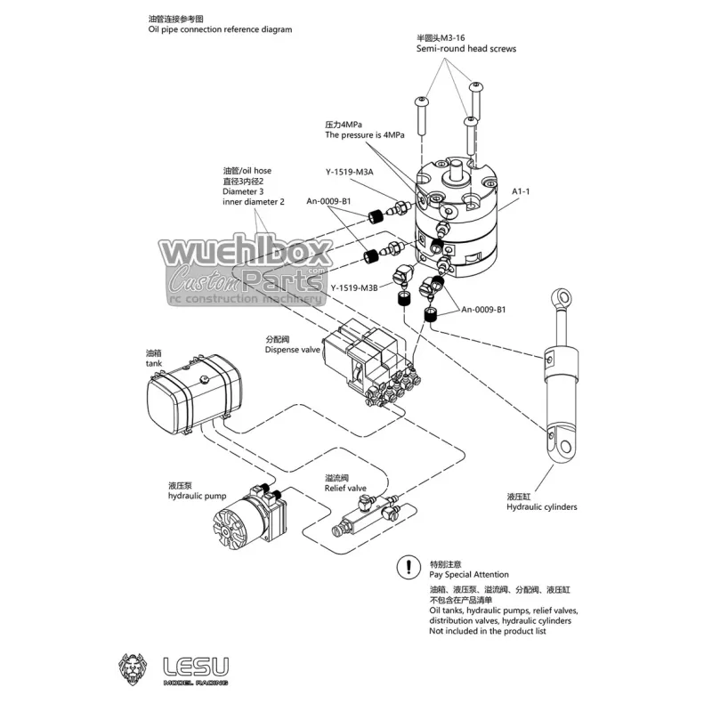 Lesu 270° Hydraulic rotary motor (oil slip ring)