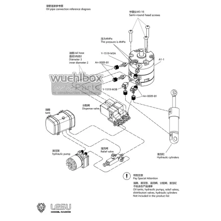 Lesu 270° Hydraulic rotary motor (oil slip ring)