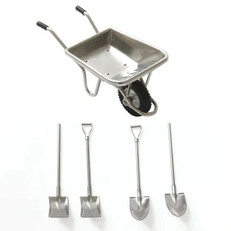 Metal wheelbarrow set with 2 spade and 2 shovel 1:14