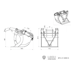 RC Bagger Lesu Hydraulischer Greiflöffel 1:14