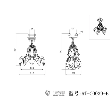 RC Excavator Lesu Hydraulic grab 1:14