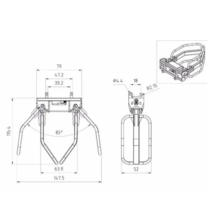 Lesu bale gripper for skid steer loaders and wheel loaders 1:14