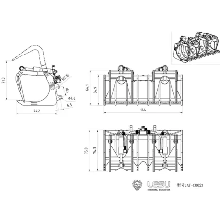 Lesu metal gripper for skid steer loaders and wheel loaders 1:14
