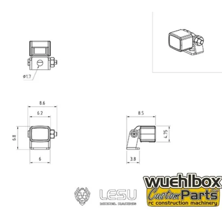 LESU LED Light Sets square 1/14 6mm x 5mm