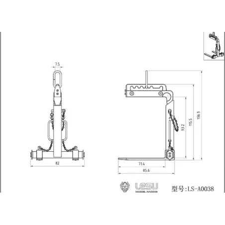 Lesu Metall Krangabel für Paletten 1:14