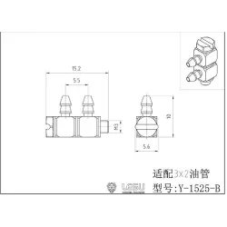 Lesu double plug nipple 90° M3 thread, 2.7 mm nipple