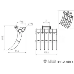 RC Excavator Lesu rake 1:14