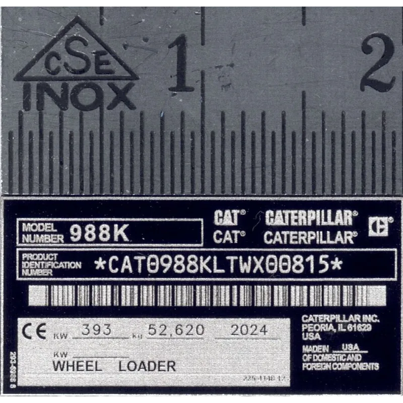 RC Bagger Typenschild aus Aluminium Scale