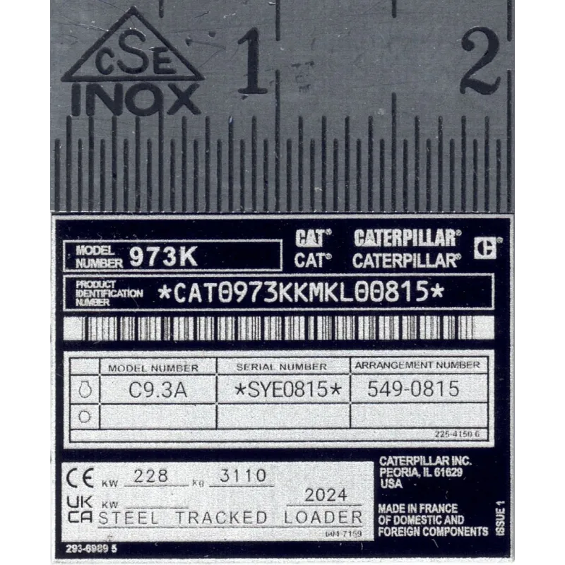 RC Bagger Typenschild aus Aluminium Scale