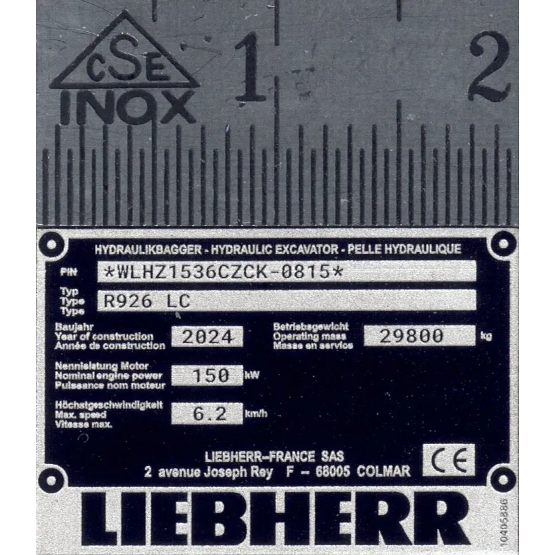RC Bagger Typenschild aus Aluminium Scale