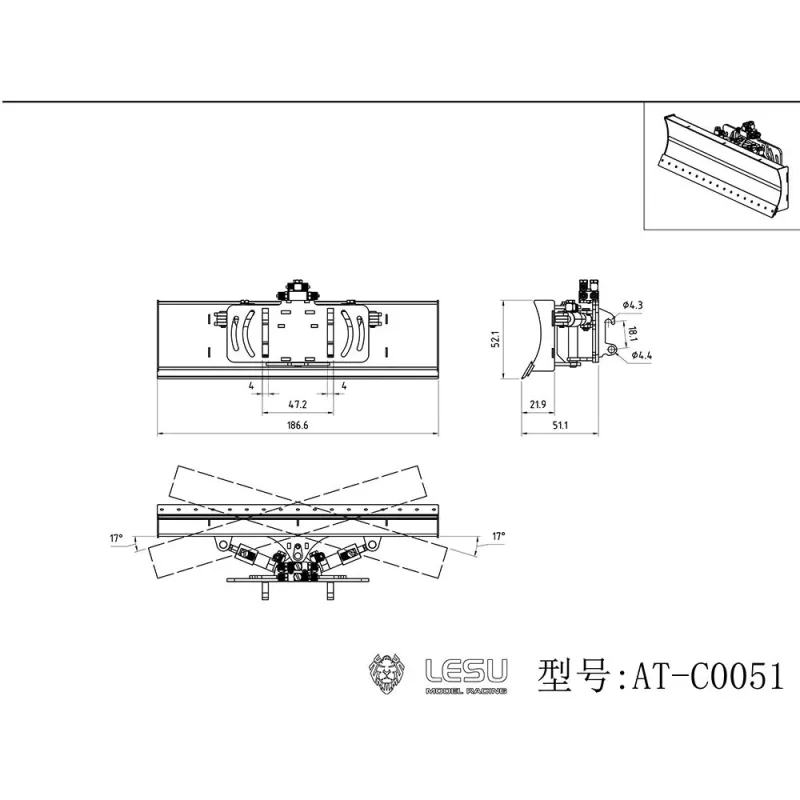 Lesu verstellbares Schild für Kompaktlader und Radlader 1:14