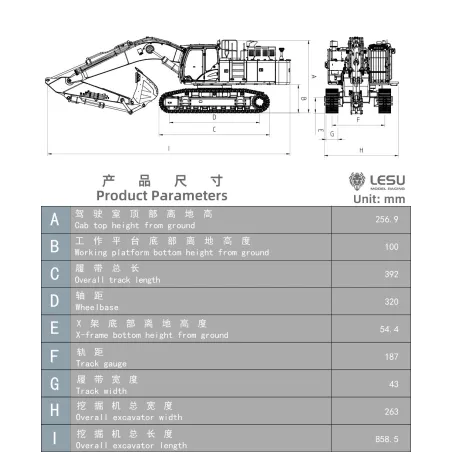 RC hydraulic excavator Lesu ZX 490 1:14