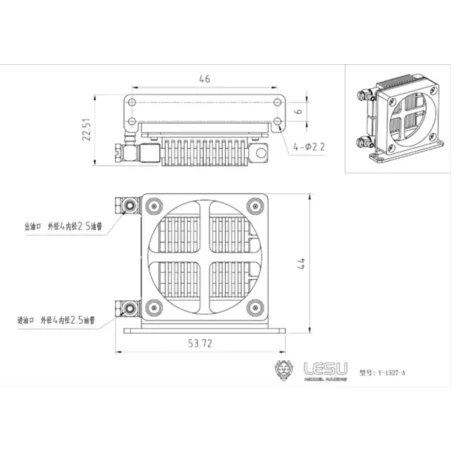 Lesu hydraulic oil cooler 40x40mm with fan