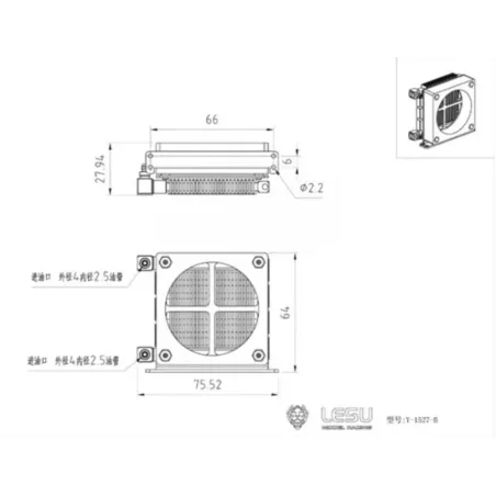 Lesu Hydraulik Öl Kühler 60x60mm mit Lüfter