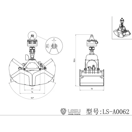Lesu bucket grab 1:14 with rotation drive for truck loading crane