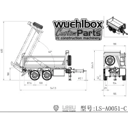 Lesu 1:14 tandem tipping trailer 51-C