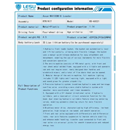 Lesu 1:14 Radlader WA100M-8