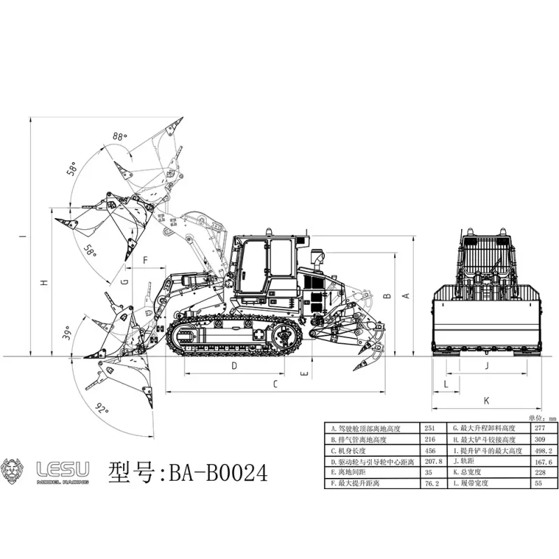 RC Bagger Laderaupe Lesu 973K