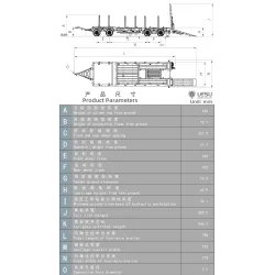 Lesu 1/14 low loader trailer 4-axle hydraulic
