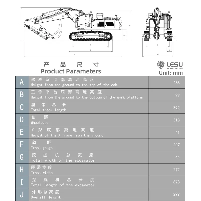 RC excavator Lesu LR956 1:14