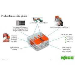 Wago COMPACT Splicing Connectors with lever, 0.2 ... 4mm², 5 poles