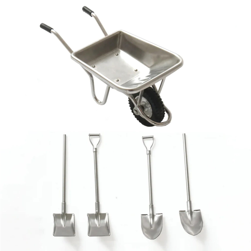 Metal wheelbarrow set with 2 spade and 2 shovel 1:14