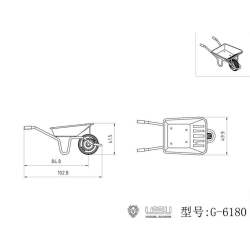 Schubkarrenset aus Metall mit 2 Spaten und 2 Schaufeln 1:14