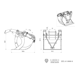 RC Bagger Lesu Hydraulischer Greiflöffel 1:14