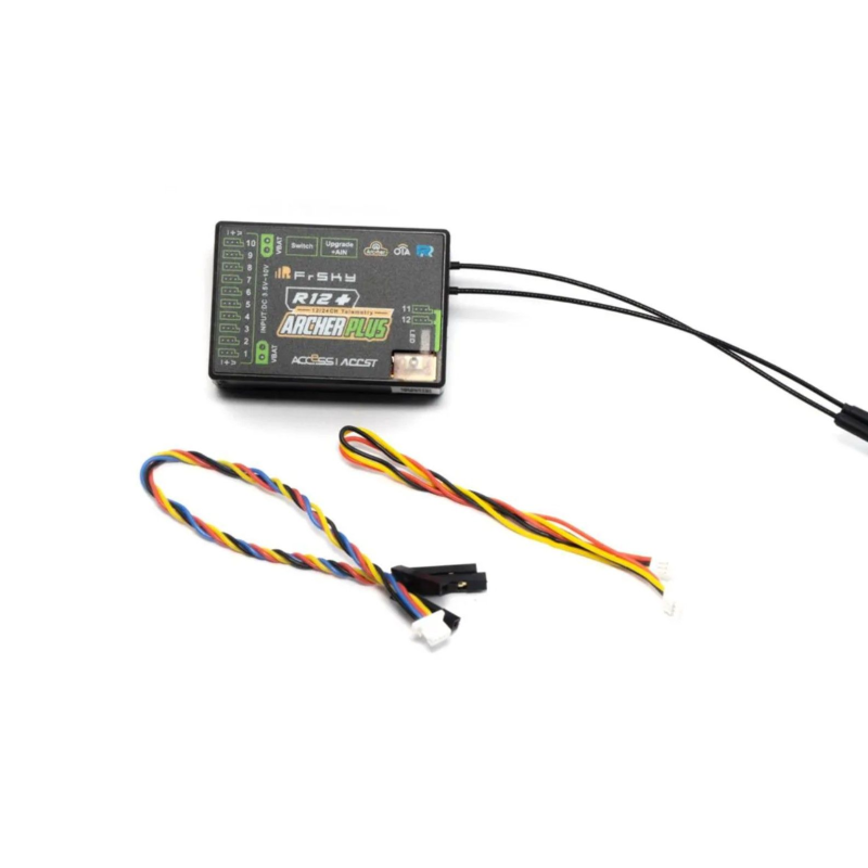 FrSky ARCHER PLUS R12+, 12 konfigurierbare Kanalports*, jeder Kanalport kann als PWM, SBUS, FBUS oder S.Port zugewiesen werden.