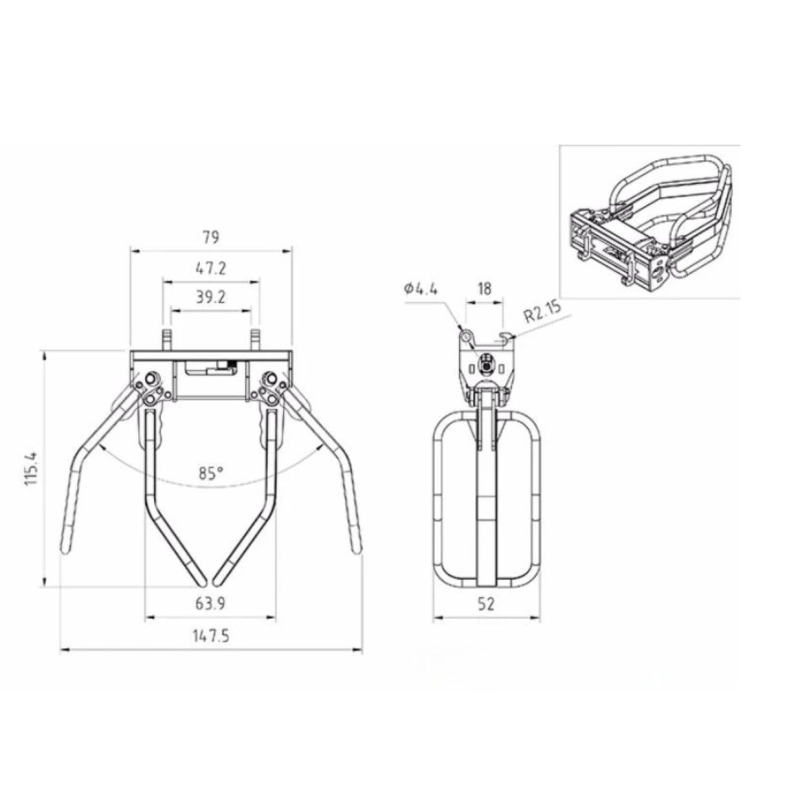 Lesu bale gripper for skid steer loaders and wheel loaders 1:14