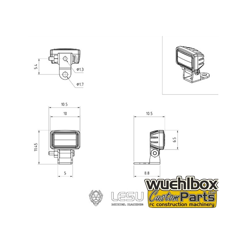 LESU LED Light Sets square 1/14 10mm x 6.5mm