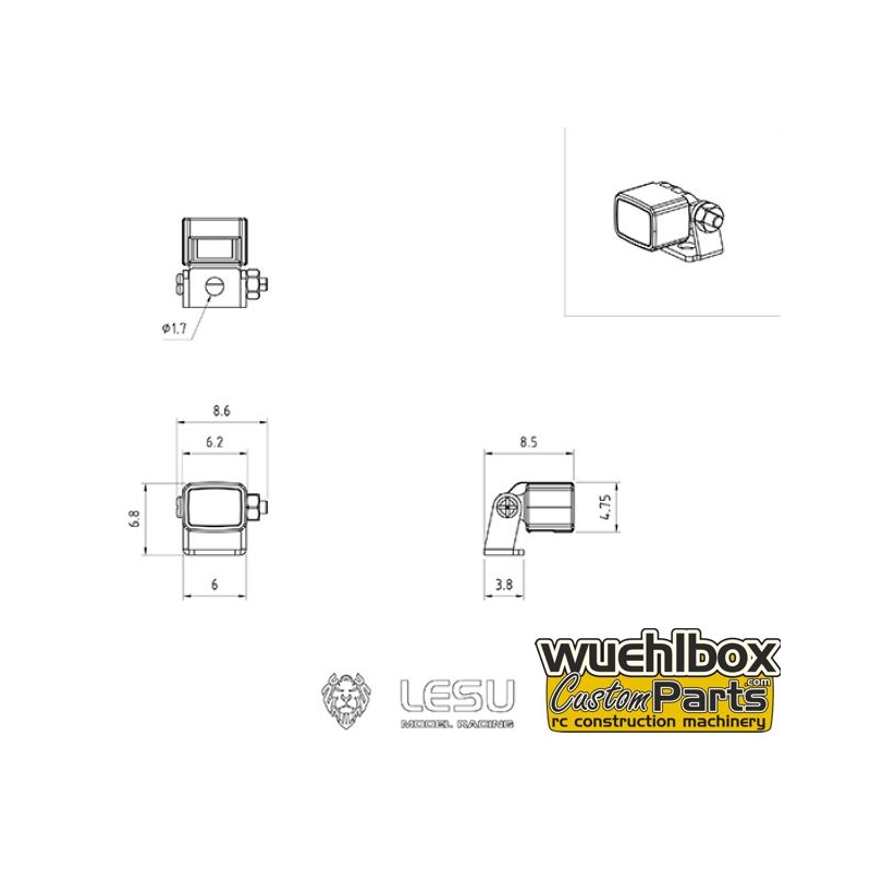 LESU LED Light Sets square 1/14 6mm x 5mm