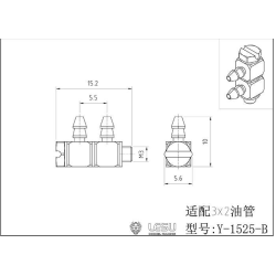 Lesu double plug nipple 90° M3 thread, 2.7 mm nipple