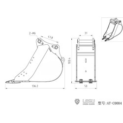 RC Excavator Lesu narrow bucket 1:14