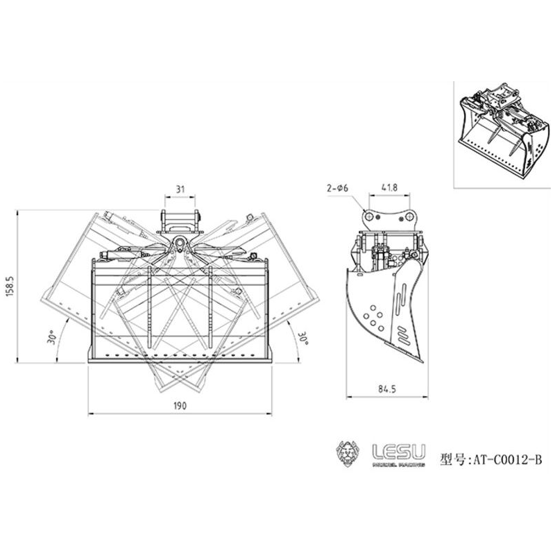 RC Bagger Lesu Schwenk Löffel 1:14