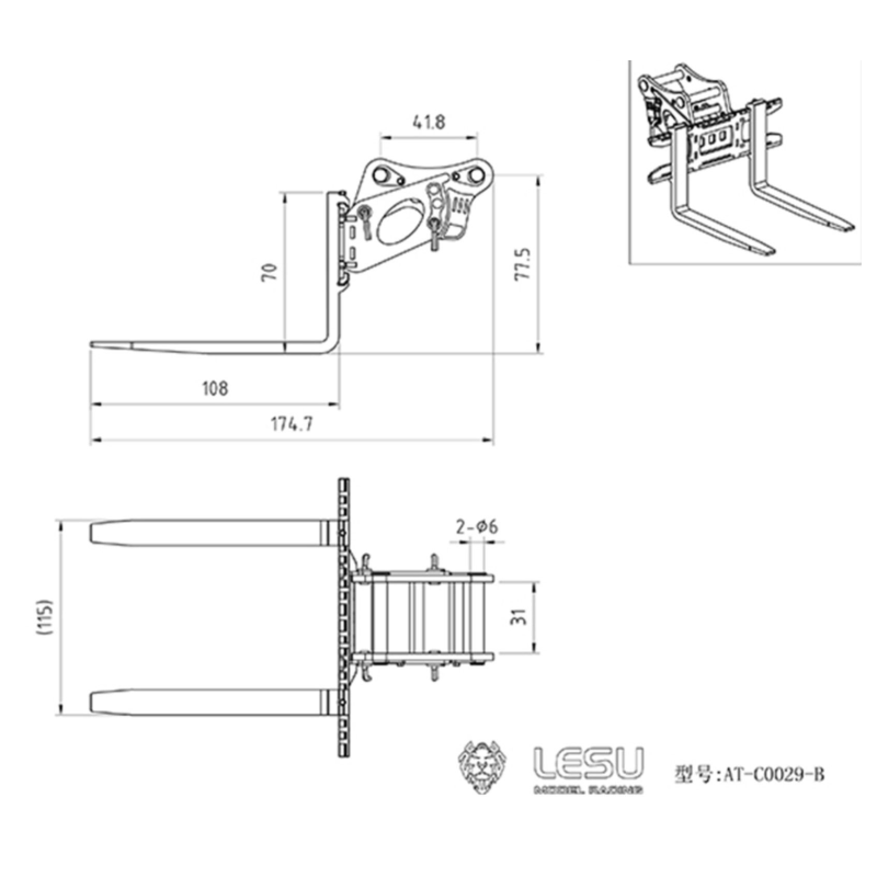 RC Bagger Lesu Palettengabel 1:14