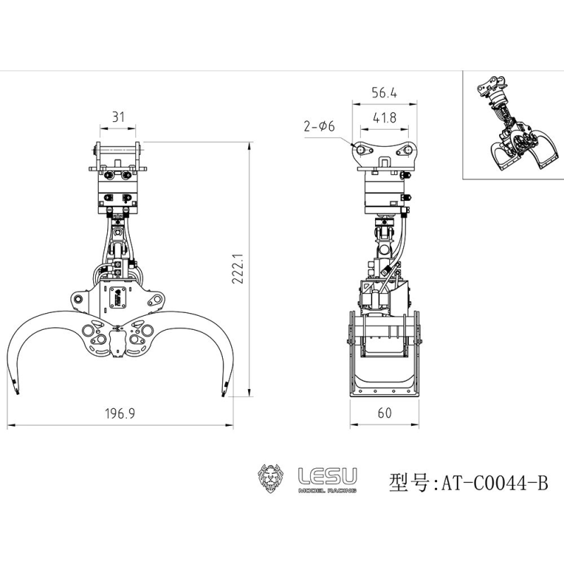RC Excavator Lesu Timber Grab 1:14