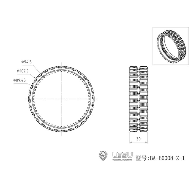Rubber tracks for the Lesu compact loader BA-​B0008