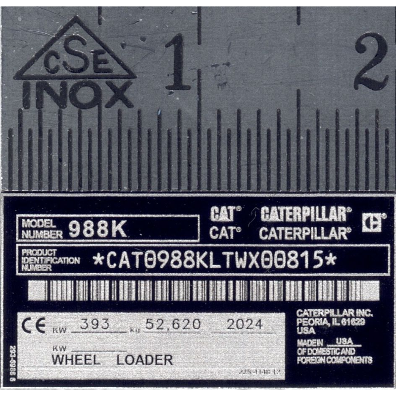 RC Bagger Typenschild aus Aluminium Scale