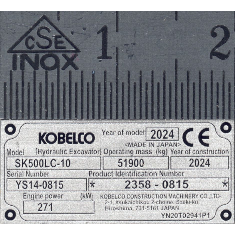 RC Bagger Typenschild aus Aluminium Scale