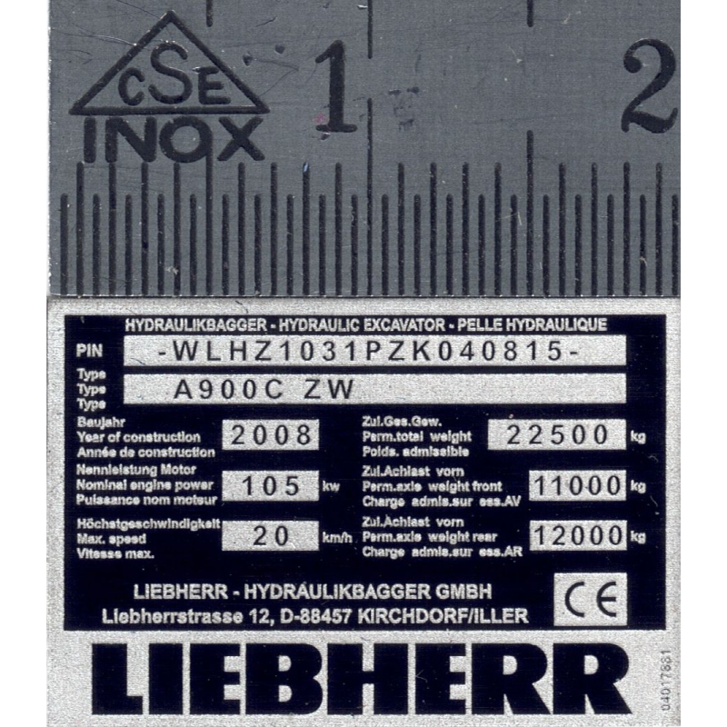RC Bagger Typenschild aus Aluminium Scale