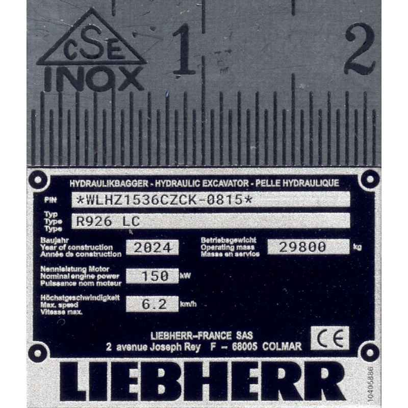 RC Bagger Typenschild aus Aluminium Scale