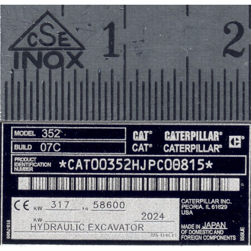 RC Bagger Typenschild aus Aluminium Scale