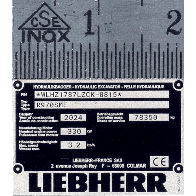 RC Bagger Typenschild aus Aluminium Scale